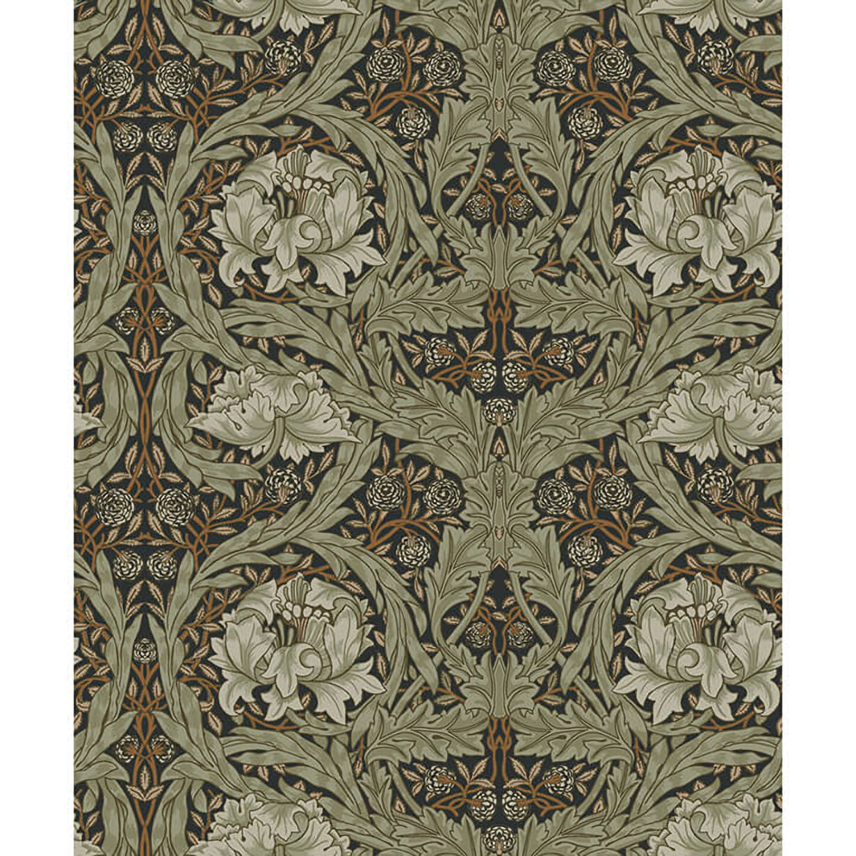 4171-82073 William Morris African Marigold Floral Wallpaper - Black - Brewster - 4171-82073 - Image 1