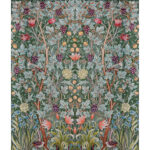 William Morris Vine Embroidery Wallpaper Mural - Sea Green - Brewster - 4171-HT84001
