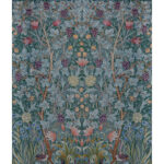 William Morris Vine Embroidery Wallpaper Mural - Teal - Brewster - 4171-HT84002