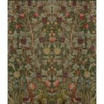 William Morris Vine Embroidery Wallpaper Mural - Dark Green - Brewster - 4171-HT84003