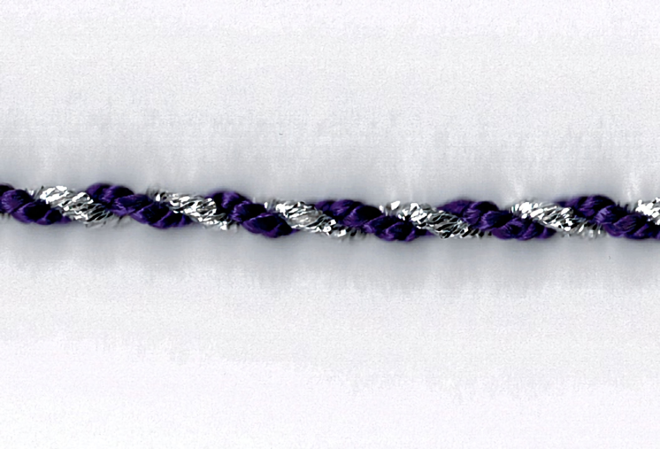 I1MR2pscloseup 5 Yards 5/32" Purple and Silver Foil Twist Cord Trim I1MR2-PS - Image 1