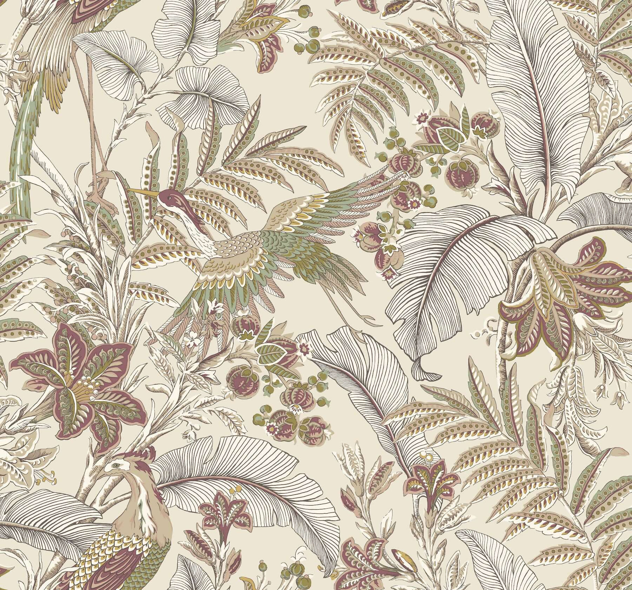 AB3101 Antonina Vella - Heronwood Floral Heron Wallpaper - Mulberry - York - AB3101 - Image 1