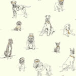 Dog's Life Sketches Wallpaper - Silver, Gold Metallic - York - AF1938