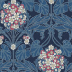 Floral Hydrangea Wallpaper - Naval Blue, Raspberry - Seabrook - Wallquest - ET12112