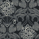 Floral Hydrangea Wallpaper - Ebony, Charcoal - Seabrook - Wallquest - ET12120