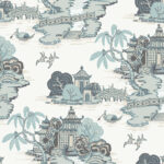 Pagoda and Sampan Scenic Wallpaper - Sea Mist - York - RT7904