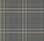 Ronald Redding Country Club Plaid Faux Linen Wallpaper - Charcoal - York - 4211-83565