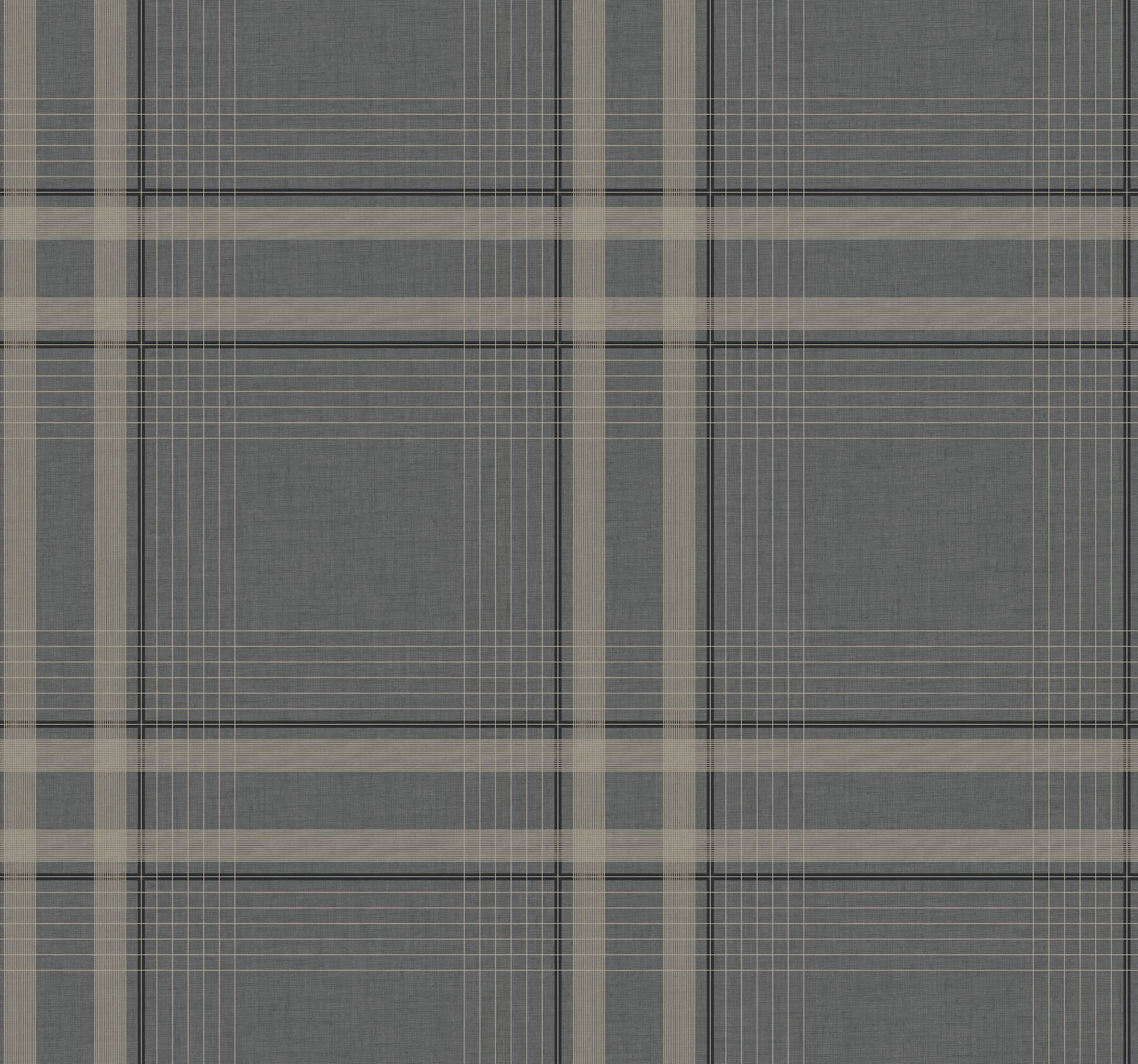 4211-83565 Ronald Redding Country Club Plaid Faux Linen Wallpaper - Charcoal - York - 4211-83565 - Image 1