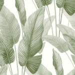 Mantra Large Leaves Tropical Wallpaper - Baby Lettuce - Wallquest - AG60004