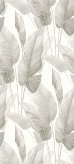 Mantra Large Leaves Tropical Wallpaper - Gloss White - Wallquest - AG60008
