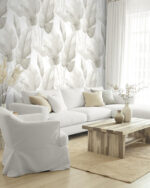 Mantra Large Leaves Tropical Wallpaper - Gloss White - Wallquest - AG60008 - Image 4