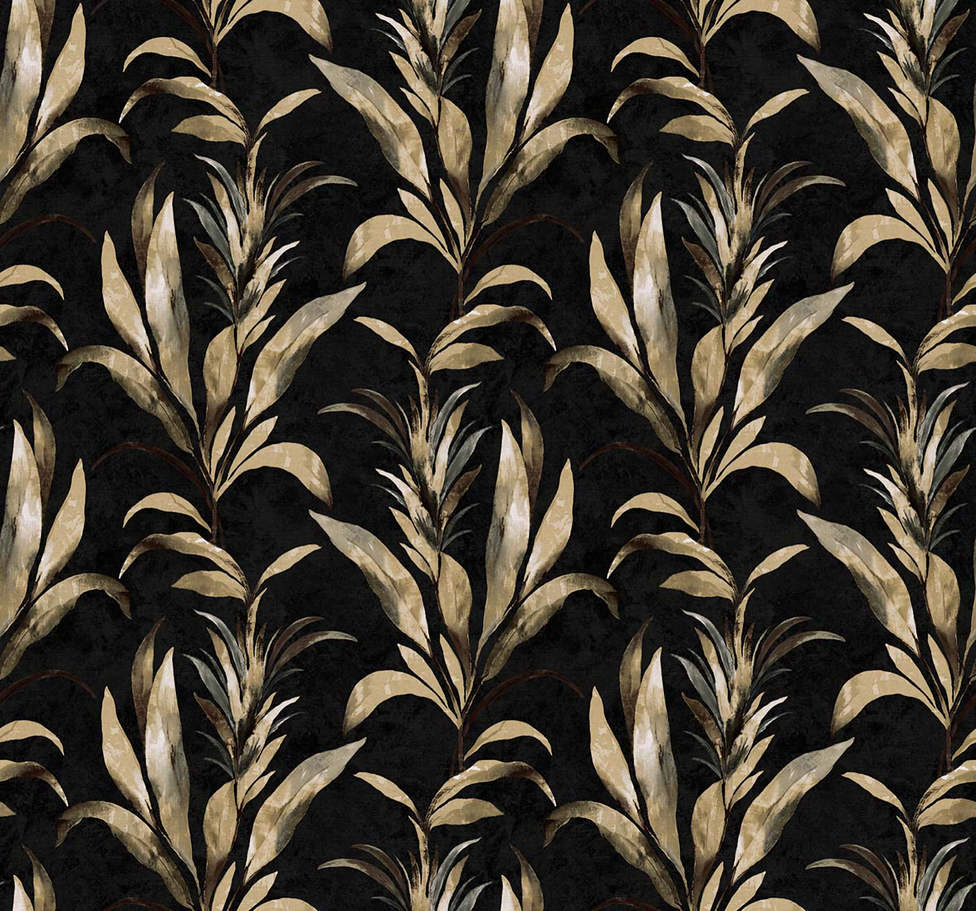 AG60700 Padma Plant with Leaves Wallpaper - Type II 20 Oz. Vinyl - Warm Black - Wallquest - AG60700 - Image 1