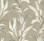 Padma Plant with Leaves Wallpaper - Type II 20 Oz. Vinyl - Natural - Wallquest - AG60705