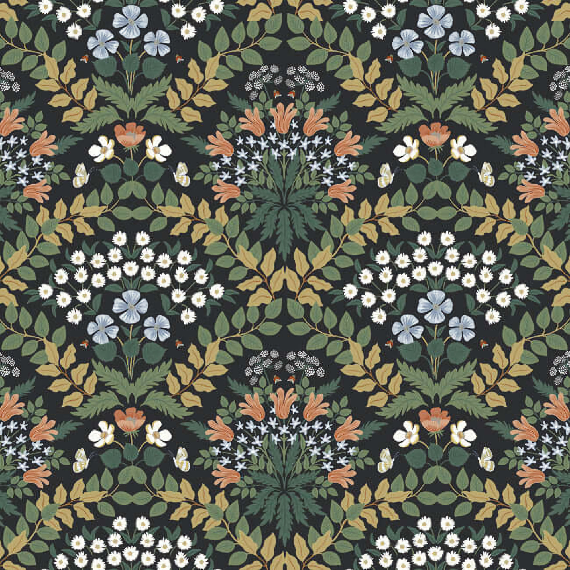 RP7318 Rifle Paper Bramble Floral Wallpaper - Black, Green - York - RP7318 - Image 1