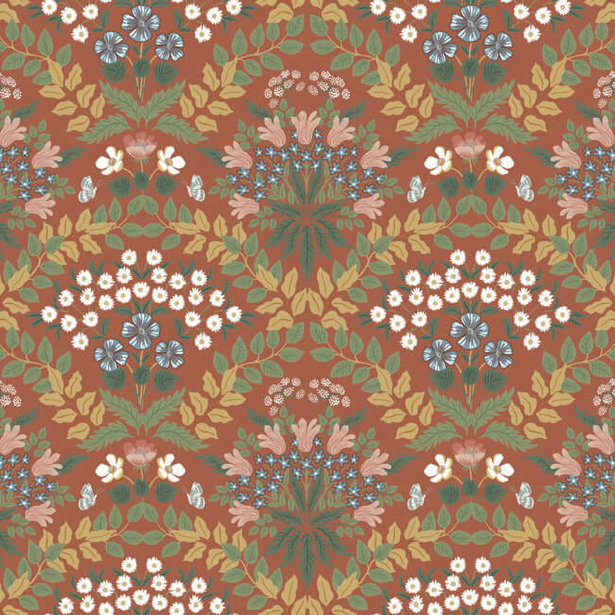 RP7320 Rifle Paper Bramble Floral Wallpaper - Rust, Green - York - RP7320 - Image 1