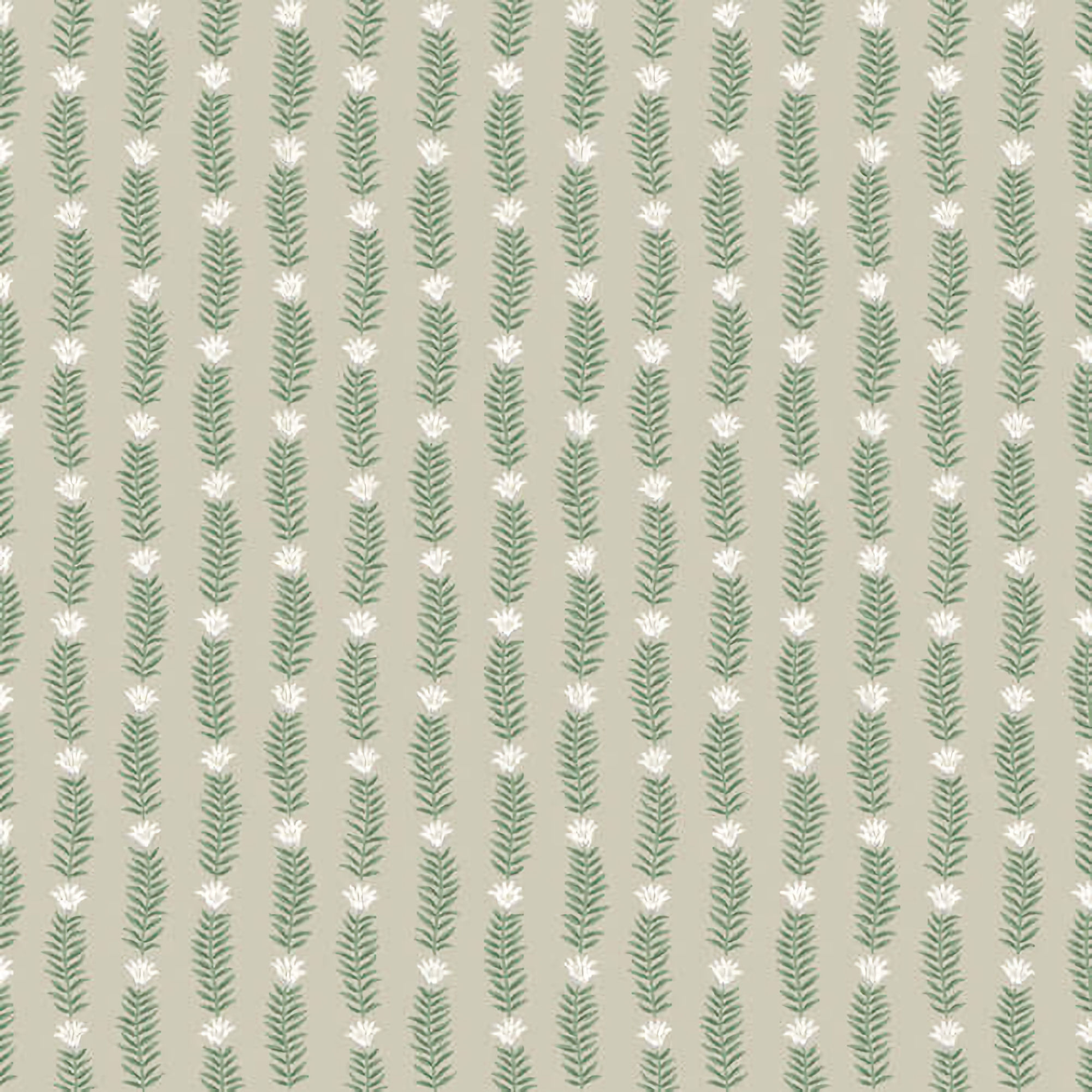 RP7339 Rifle Paper Eden Small Floral Sprig Stripe Wallpaper - Linen, Green - York - RP7339 - Image 1