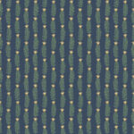 Rifle Paper Eden Small Floral Sprig Stripe Wallpaper - Navy, Green - York - RP7342