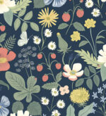 Rifle Paper Strawberry Fields Wallpaper - Navy, Pink - York - RP7358 - Image 3