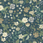 Rifle Paper Strawberry Fields Wallpaper - Navy, Green - York - RP7359
