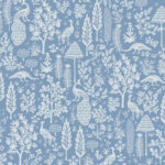 Rifle Paper Menagerie Peacock Toile Wallpaper - Blue, White - York - RP7370