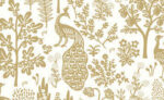 Rifle Paper Menagerie Peacock Toile Wallpaper - White, Metallic Gold - York - RP7371 - Image 3