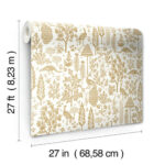 Rifle Paper Menagerie Peacock Toile Wallpaper - White, Metallic Gold - York - RP7371 - Image 6