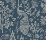 Rifle Paper Menagerie Peacock Toile Wallpaper - Navy, Metallic Silver - York - RP7372 - Image 3