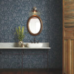 Rifle Paper Menagerie Peacock Toile Wallpaper - Navy, Metallic Silver - York - RP7372 - Image 4