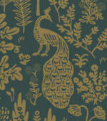 Rifle Paper Menagerie Peacock Toile Wallpaper - Emerald, Metallic Gold - York - RP7373 - Image 3