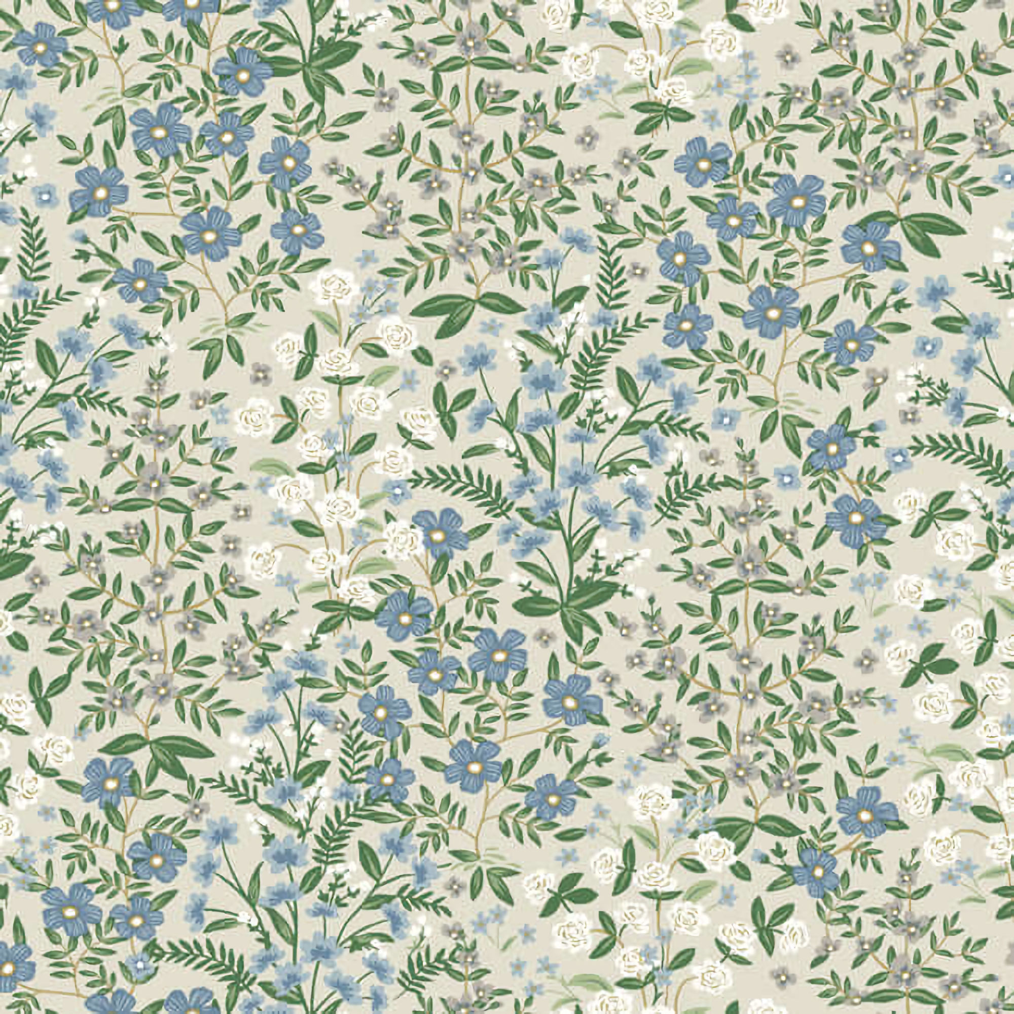 RP7375 Rifle Paper Wildwood Garden Floral Wallpaper - Linen, Green - York - RP7375 - Image 1