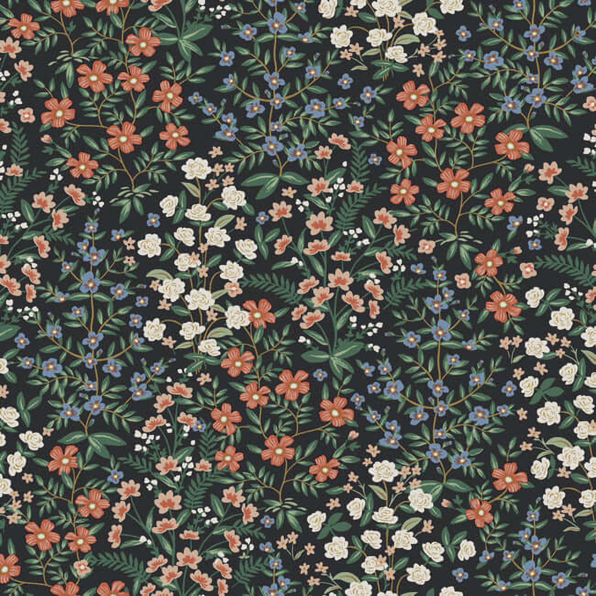 RP7378 Rifle Paper Wildwood Garden Floral Wallpaper - Black, Red - York - RP7378 - Image 1
