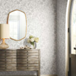Rifle Paper Pomegranate and Leaves Toile Wallpaper - White, Metallic Silver - York - RP7387 - Image 4