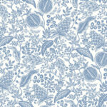 Rifle Paper Pomegranate and Leaves Toile Wallpaper - White, Blue - York - RP7390