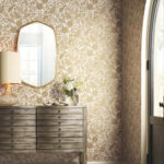 Rifle Paper Pomegranate and Leaves Toile Wallpaper - White, Metallic Gold - York - RP7391 - Image 4