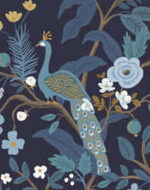 Rifle Paper Peacock Floral Wallpaper Mural - Navy, Blues - York - RP7396M - Image 3