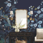 Rifle Paper Peacock Floral Wallpaper Mural - Navy, Blues - York - RP7396M - Image 4