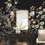 Rifle Paper Peacock Floral Wallpaper Mural - Black, Neutrals - York - RP7399M - Image 4