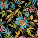 Raya Mylar Floral Wallpaper - Late Night, Multicolor - Wallquest - AG61600
