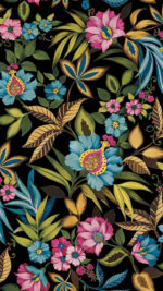Raya Mylar Floral Wallpaper - Late Night, Multicolor - Wallquest - AG61600