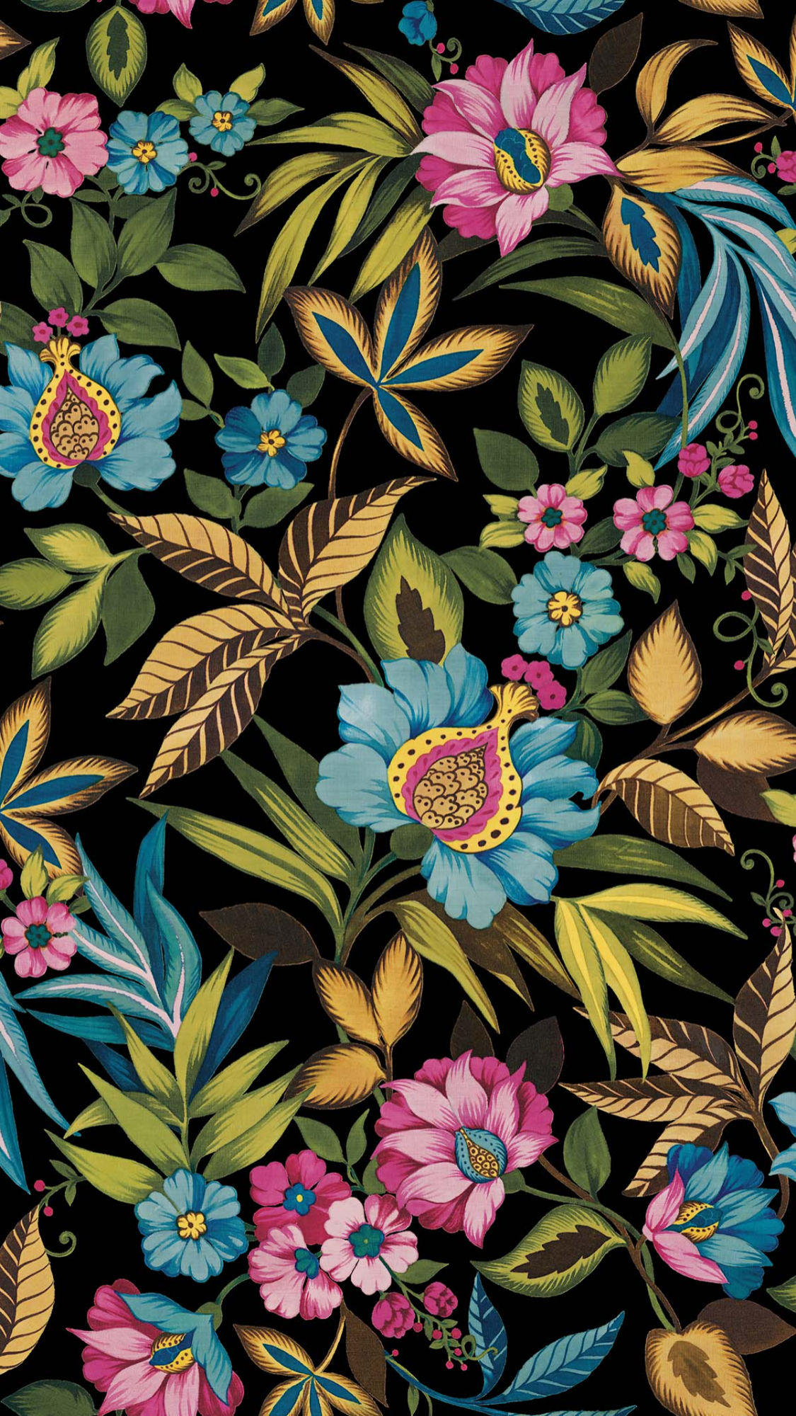 AG61600 Raya Mylar Floral Wallpaper - Late Night, Multicolor - Wallquest - AG61600 - Image 1