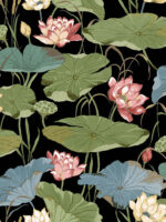 Daisy Bennet - Lotus Flowers Wallpaper - Black - Wallquest - DB50320