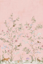 Daisy Bennet - Lake Forest Animals and Florals Wallpaper Mural - Blush, Multi - Wallquest - DB51001M