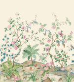 Daisy Bennet - Botanica Birds, Shells and Florals Wallpaper Mural - Cream, Multi - Wallquest - DB51103M