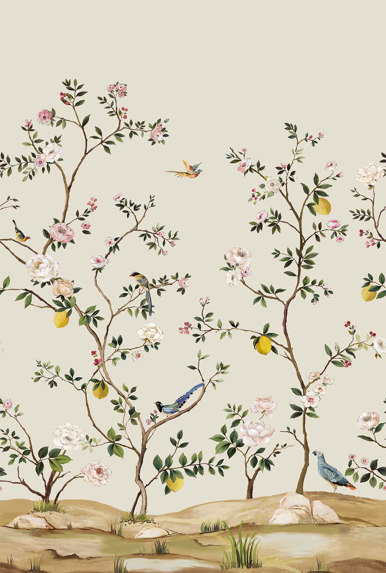 DB52930M Daisy Bennet - Blossom Birds, Fruit, Floral Wallpaper Mural - Natural - Wallquest - DB52930M - Image 1