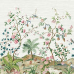 Daisy Bennet - Botanica Birds, Shells, Florals Natural Grasscloth Wallpaper Mural - Silver - Wallquest - DB53100M