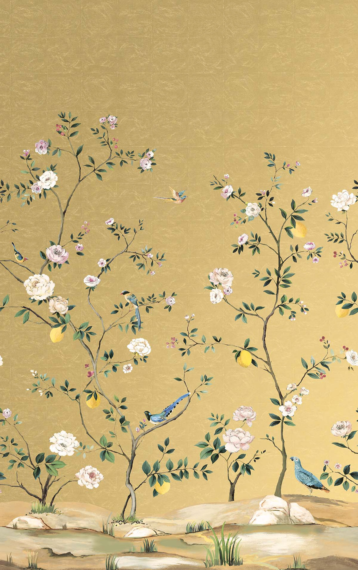 DB53232M Daisy Bennet - Blossom Gold Leaf Wallpaper Mural - Gold - Wallquest - DB53232M - Image 1