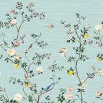 Daisy Bennett - Blossom Grasscloth Wallpaper Mural - Sea Glass - Wallquest - DB53234M