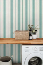 French Country Eliott Stripe Wallpaper - Lucia Teal - Seabrook - Wallquest - FC61514 - Image 4