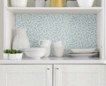 French Country Cossette Small Allover Leaves on Vines Wallpaper - Blue Heather - Wallquest - FC62202 - Image 4
