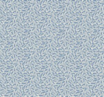 French Country Cossette Small Allover Leaves on Vines Wallpaper - River Deep Blue - Wallquest - FC62212